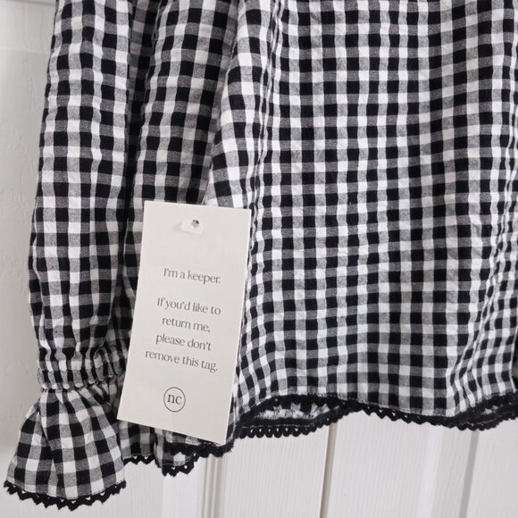 NEW Nobody's Child Black Gingham Frill Collar Blouse - S (US 4) - Picture 4 of 5